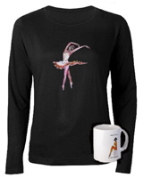 womens top , dancewear with ballet artwork