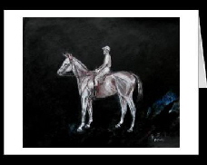 race horse and jockey  greeting card