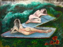 art work showing two female figures