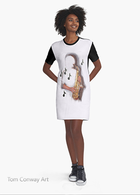 saxophone jazz music inspired dress  40002