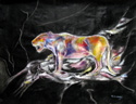 surreal painting of large cat 