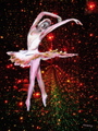 digital artwok showing a dancer and stars, combines original painting, and photography,  by Tom Conway