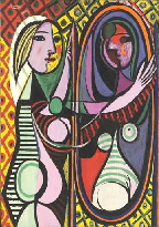 girl before a mirror painting by Pablo picasso 
